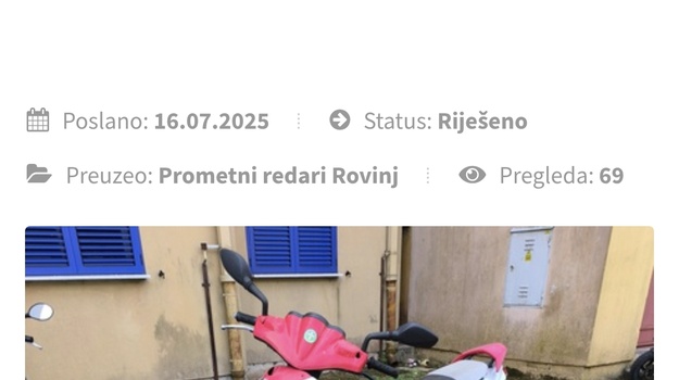 "Neriješen problem prijavljenog skutera"