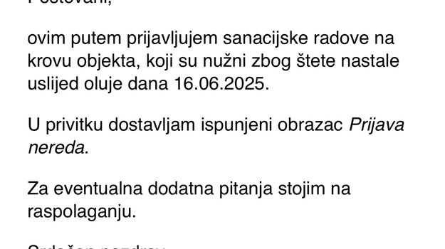 Obrazac za prijavu štete